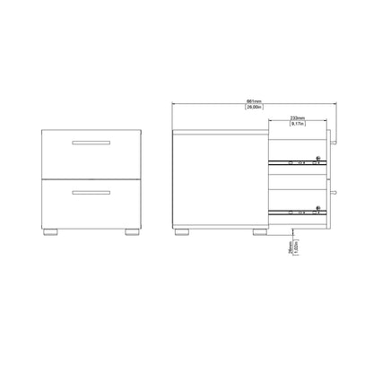 pepe bedside 2 drawers in white