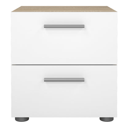 pepe bedside 2 drawers in oak with white high gloss