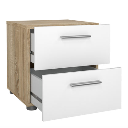pepe bedside 2 drawers in oak with white high gloss