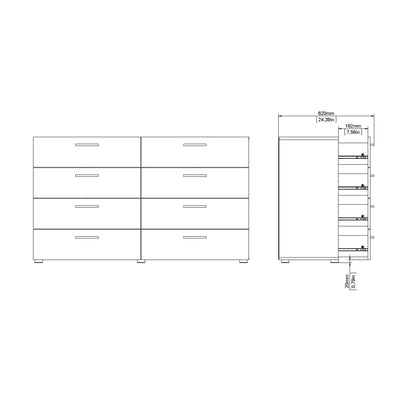pepe wide chest of 8 drawers in black