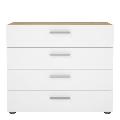 pepe chest of 4 drawers in oak with white high gloss