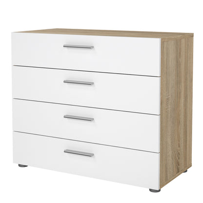 pepe chest of 4 drawers in oak with white high gloss
