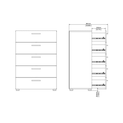 pepe chest of 5 drawers in black