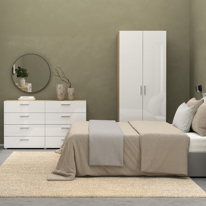 pepe wardrobe with 2 doors in oak with white high gloss