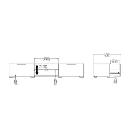 match tv unit 2 drawers 2 shelf in white high gloss
