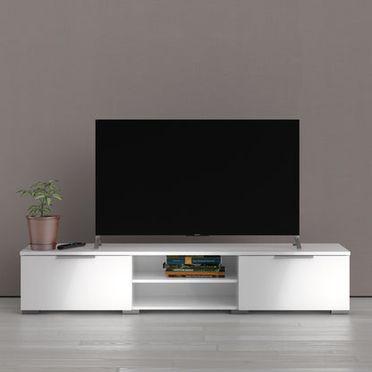 match tv unit 2 drawers 2 shelf in white high gloss