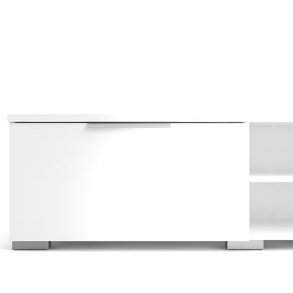 match tv unit 2 drawers 2 shelf in white high gloss