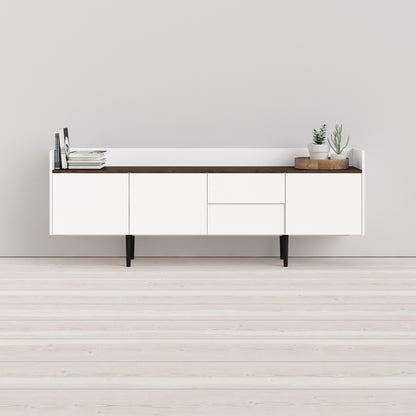 unit sideboard 2 drawers 3 doors in white and walnut