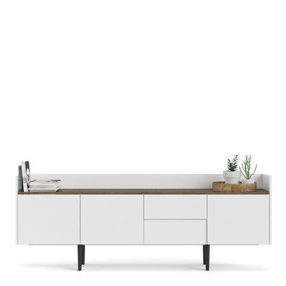 unit sideboard 2 drawers 3 doors in white and walnut