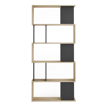 maze open bookcase 4 shelves in oak and black