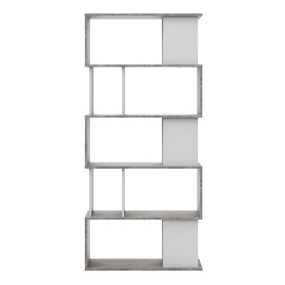 maze open bookcase 4 shelves in concrete and white