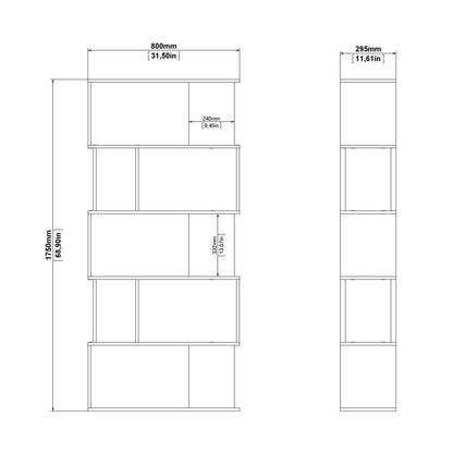 maze open bookcase 4 shelves in concrete and white