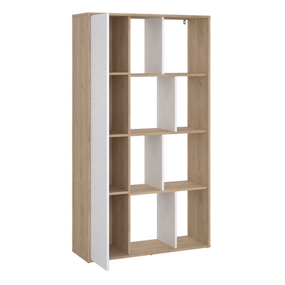 maze bookcase with 1 door in jackson hickory and white high gloss