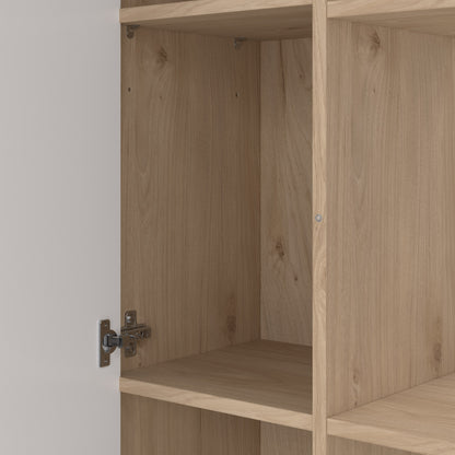 maze bookcase with 1 door in jackson hickory and white high gloss