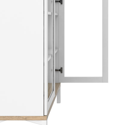roomers display cabinet glazed 2 doors in white and oak