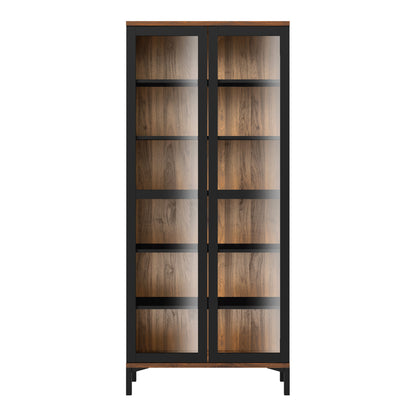 roomers display cabinet glazed 2 doors in black and walnut