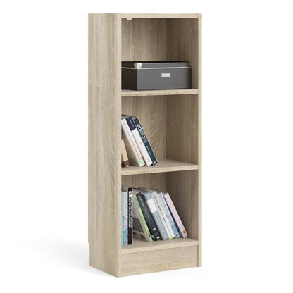basic low narrow bookcase (2 shelves) in oak