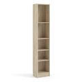 Basic Tall Narrow Oak Bookcase with 4 Shelves – Space Saving Wooden Storage Unit