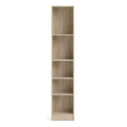 Basic Tall Narrow Oak Bookcase with 4 Shelves – Space Saving Wooden Storage Unit
