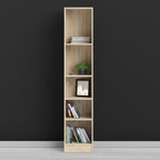 Basic Tall Narrow Oak Bookcase with 4 Shelves – Space Saving Wooden Storage Unit