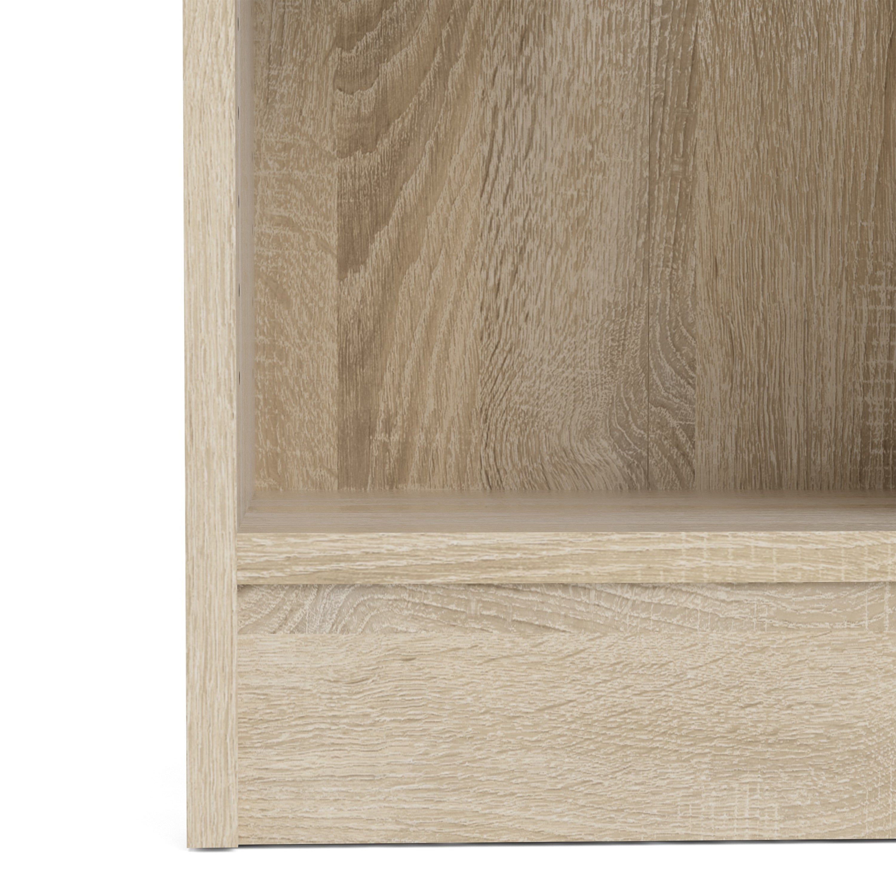Basic Tall Narrow Oak Bookcase with 4 Shelves – Space Saving Wooden Storage Unit