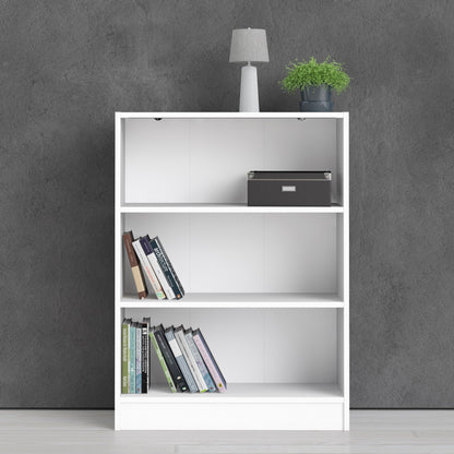basic low wide bookcase (2 shelves) in white