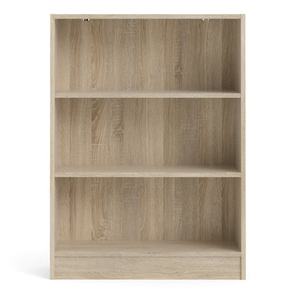 basic low wide bookcase (2 shelves) in oak