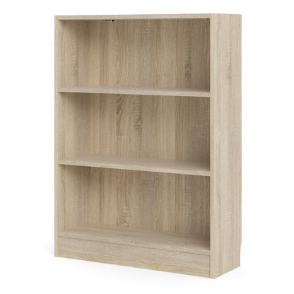 basic low wide bookcase (2 shelves) in oak