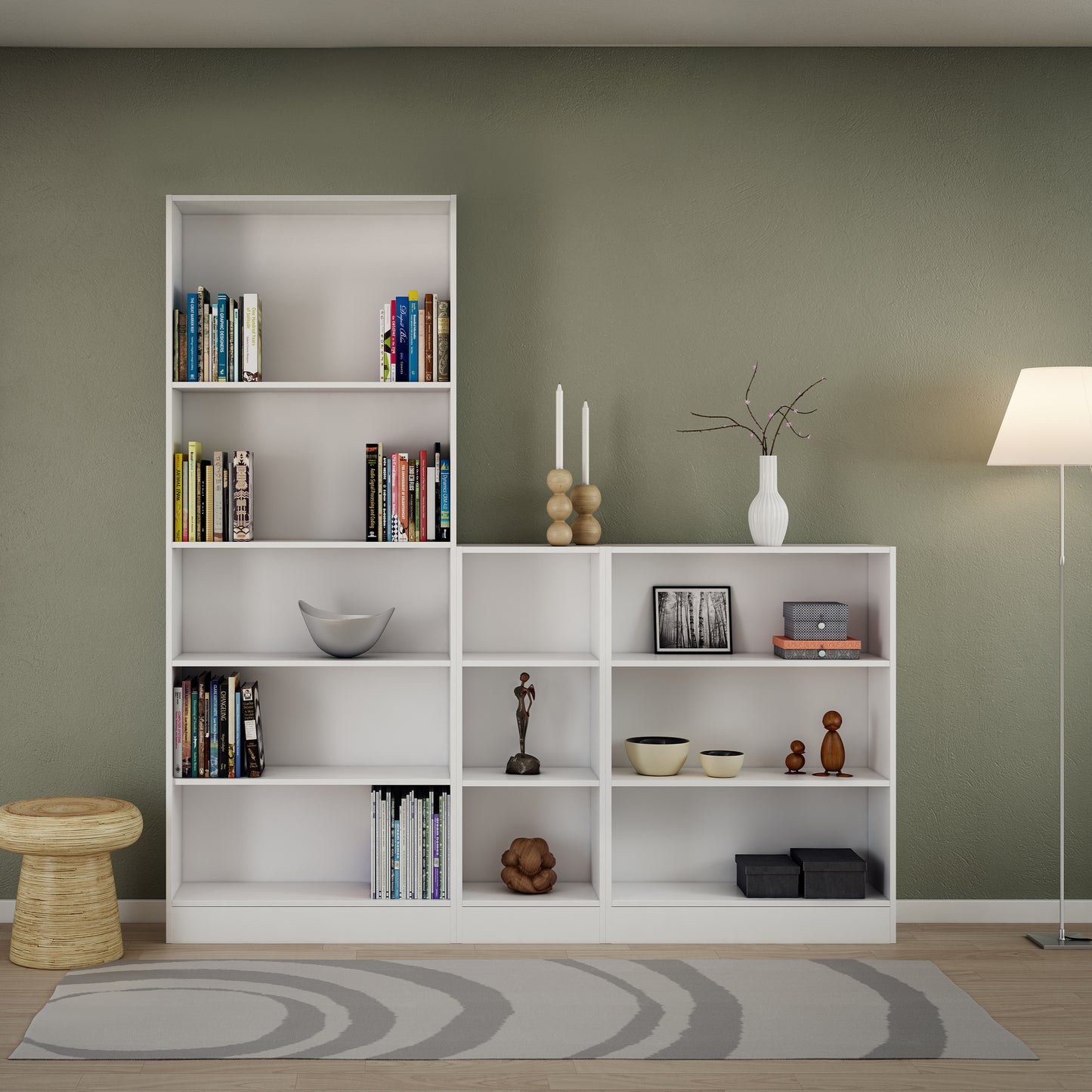 basic tall wide bookcase (4 shelves) in white