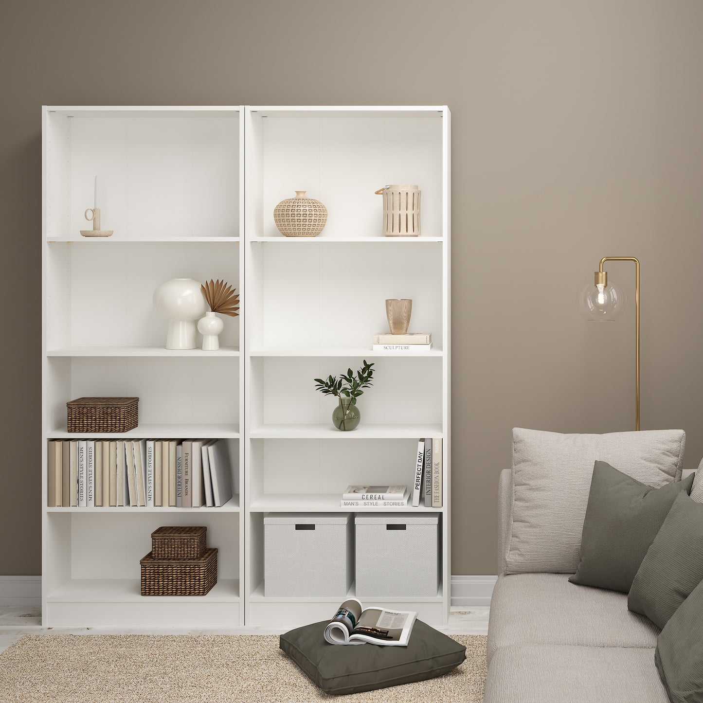 basic tall wide bookcase (4 shelves) in white