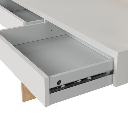 function plus desk 2 drawers in jackson hickory and white