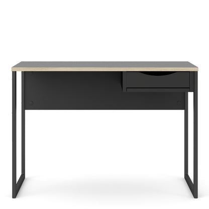 function plus desk 1 drawer in black with oak trim
