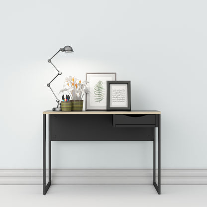 function plus desk 1 drawer in black with oak trim