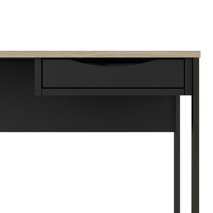 function plus desk 1 drawer in black with oak trim