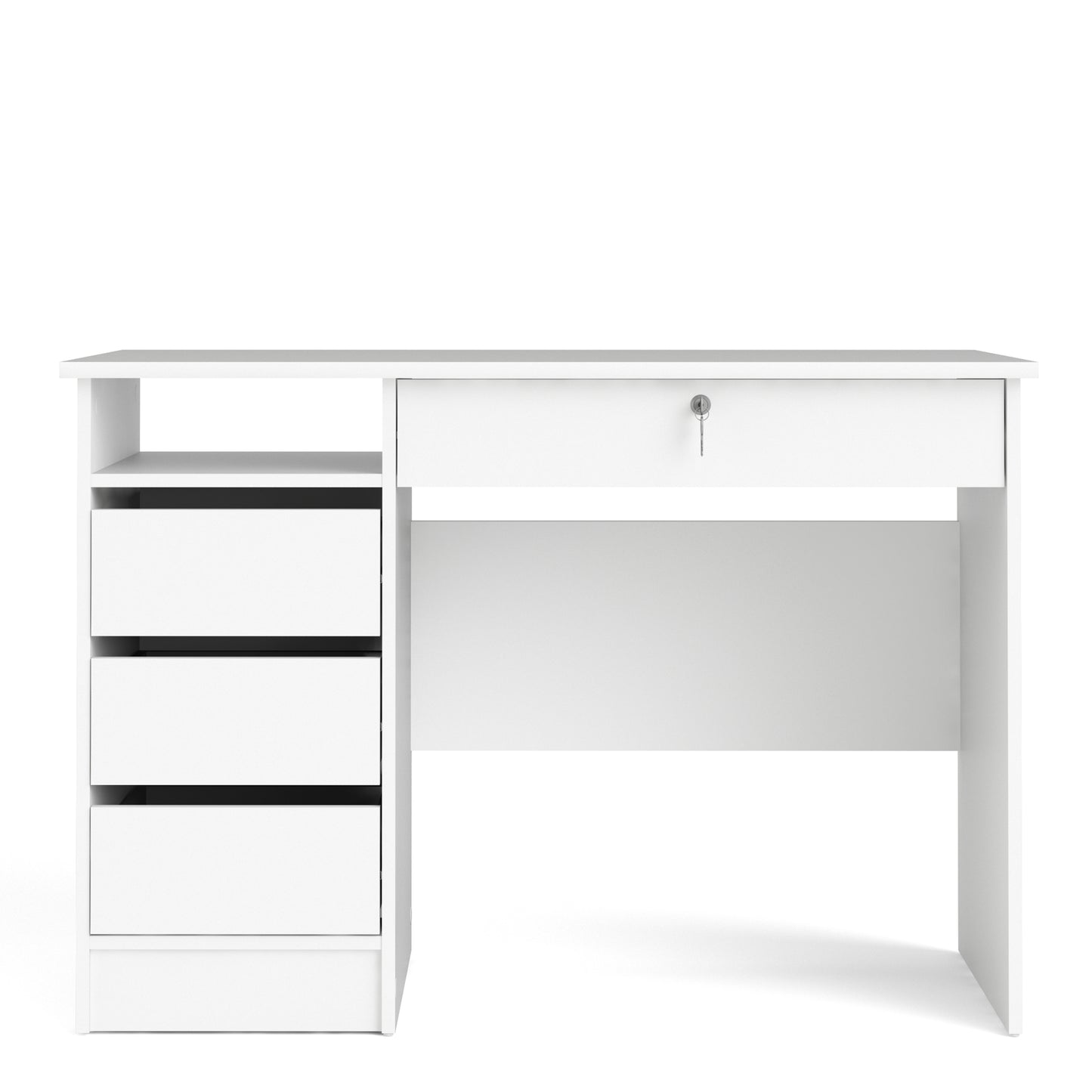function plus 4 drawer desk handleless drawer in white