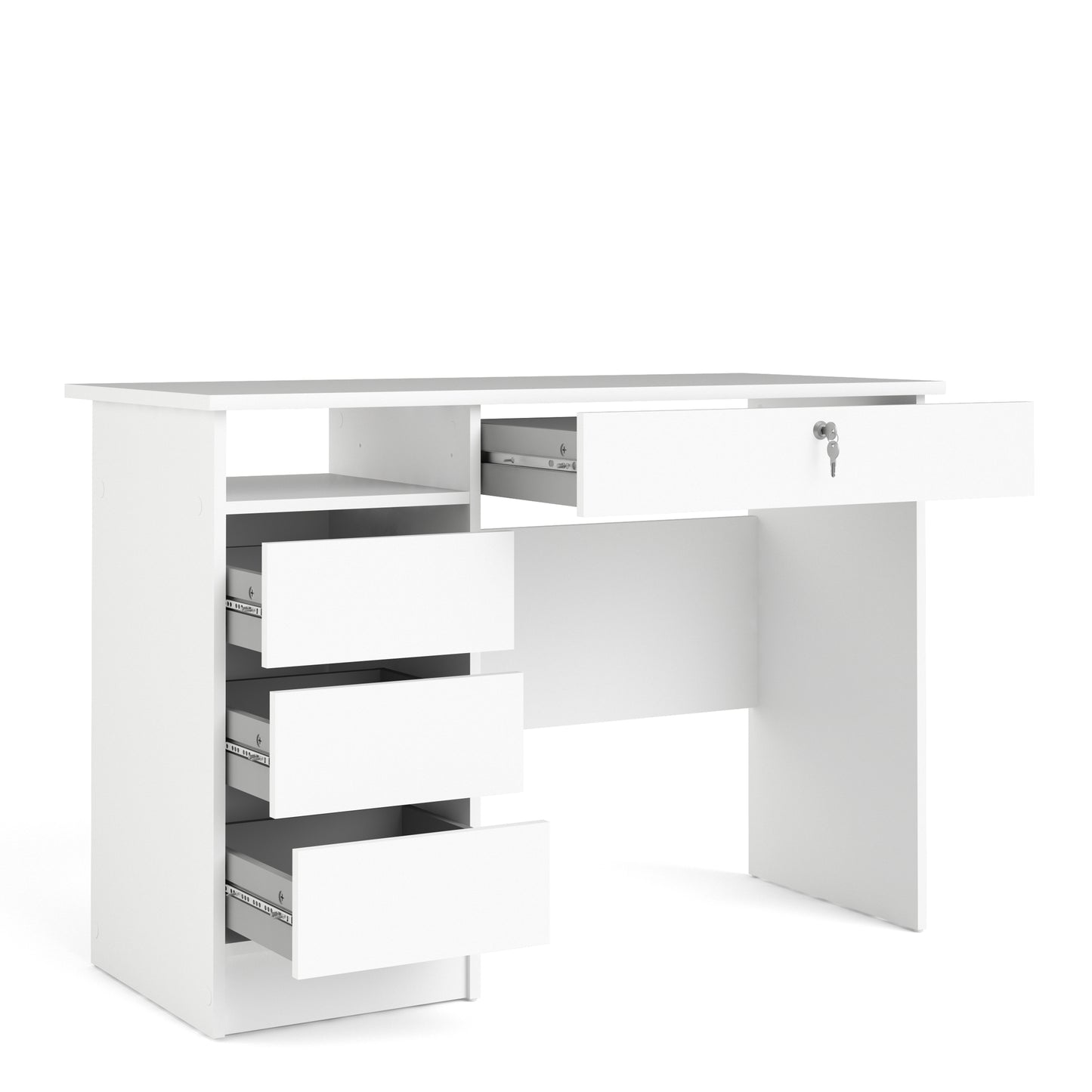 function plus 4 drawer desk handleless drawer in white