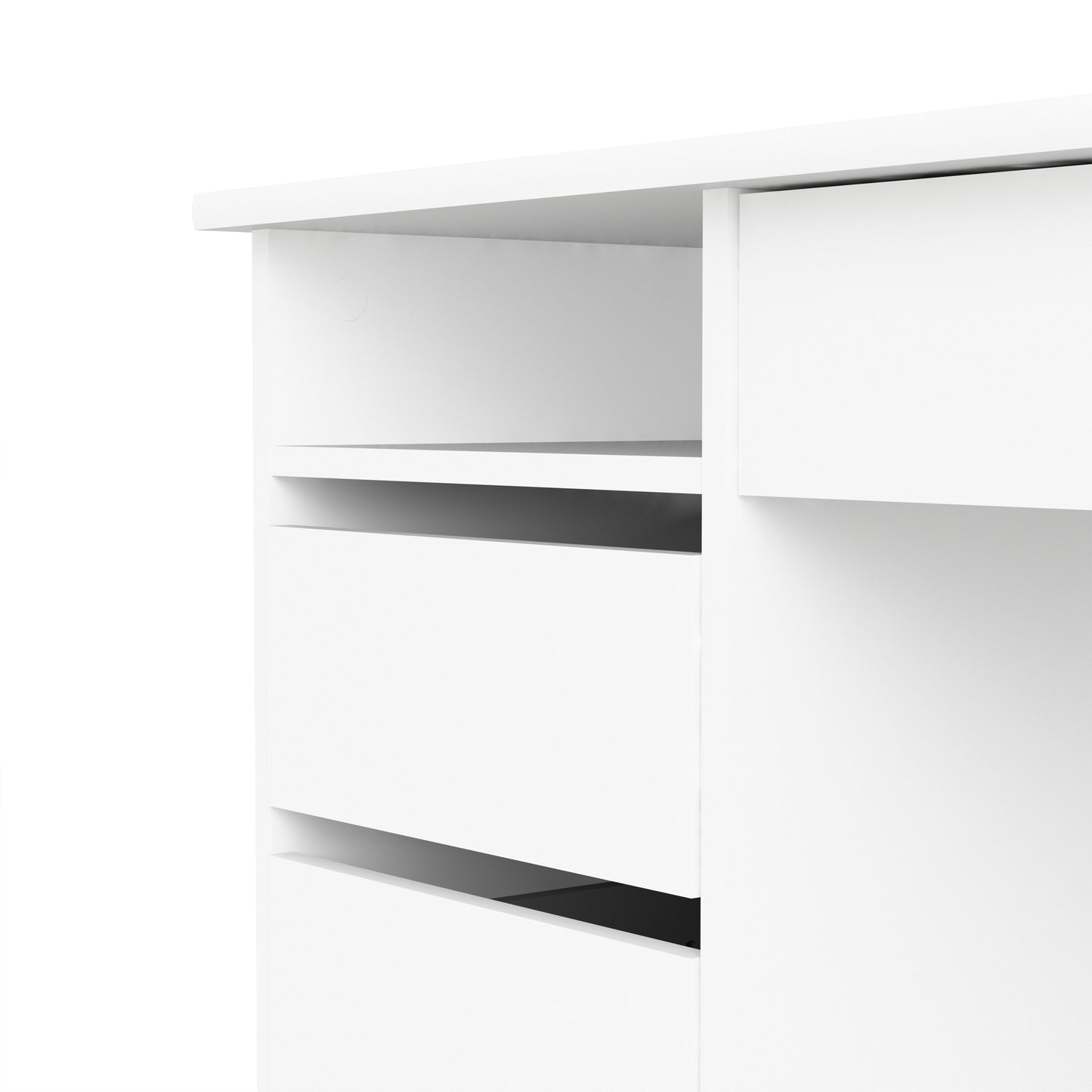 function plus 4 drawer desk handleless drawer in white