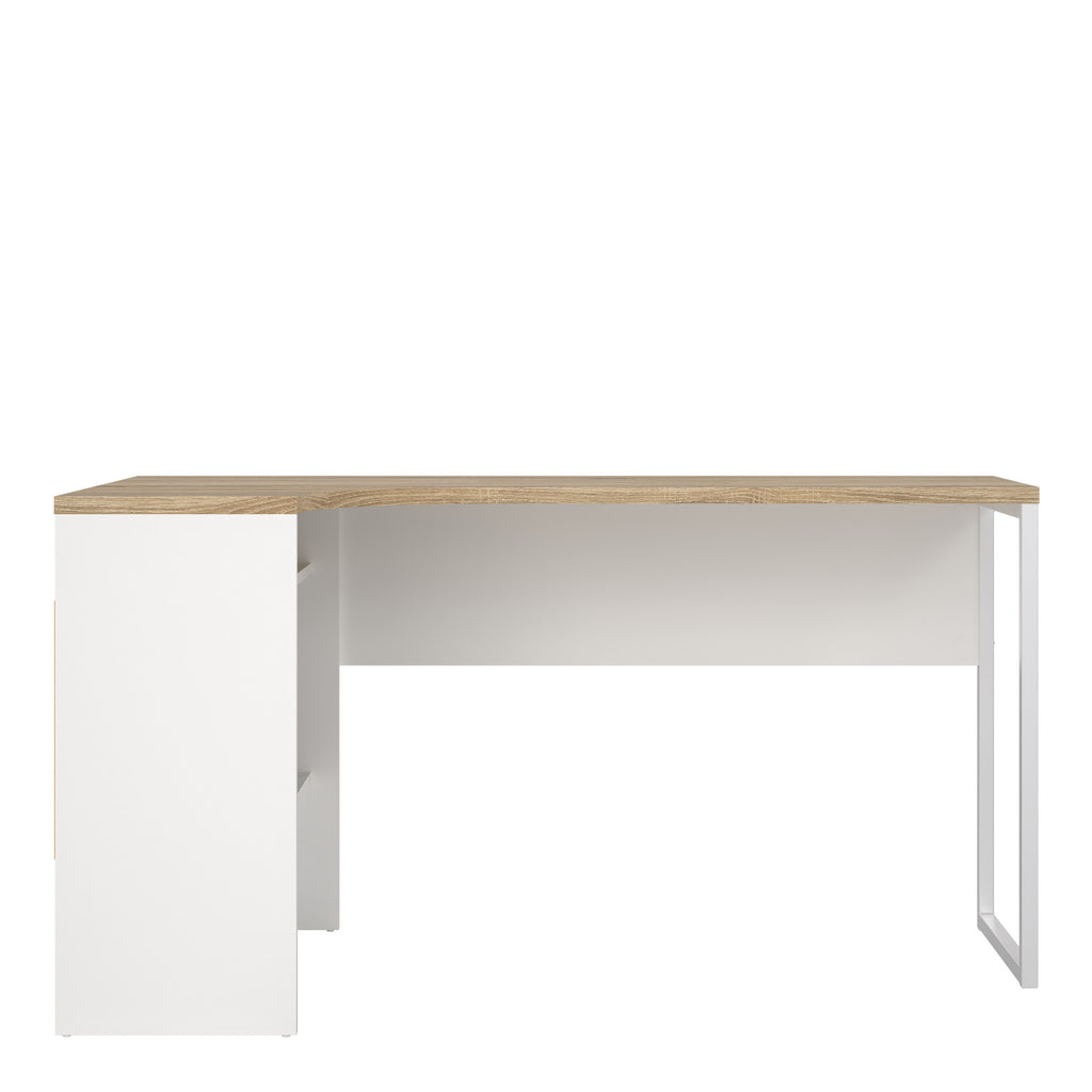 Function plus corner desk 2 drawers in white and oak
