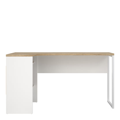 function plus corner desk 2 drawers in white and oak