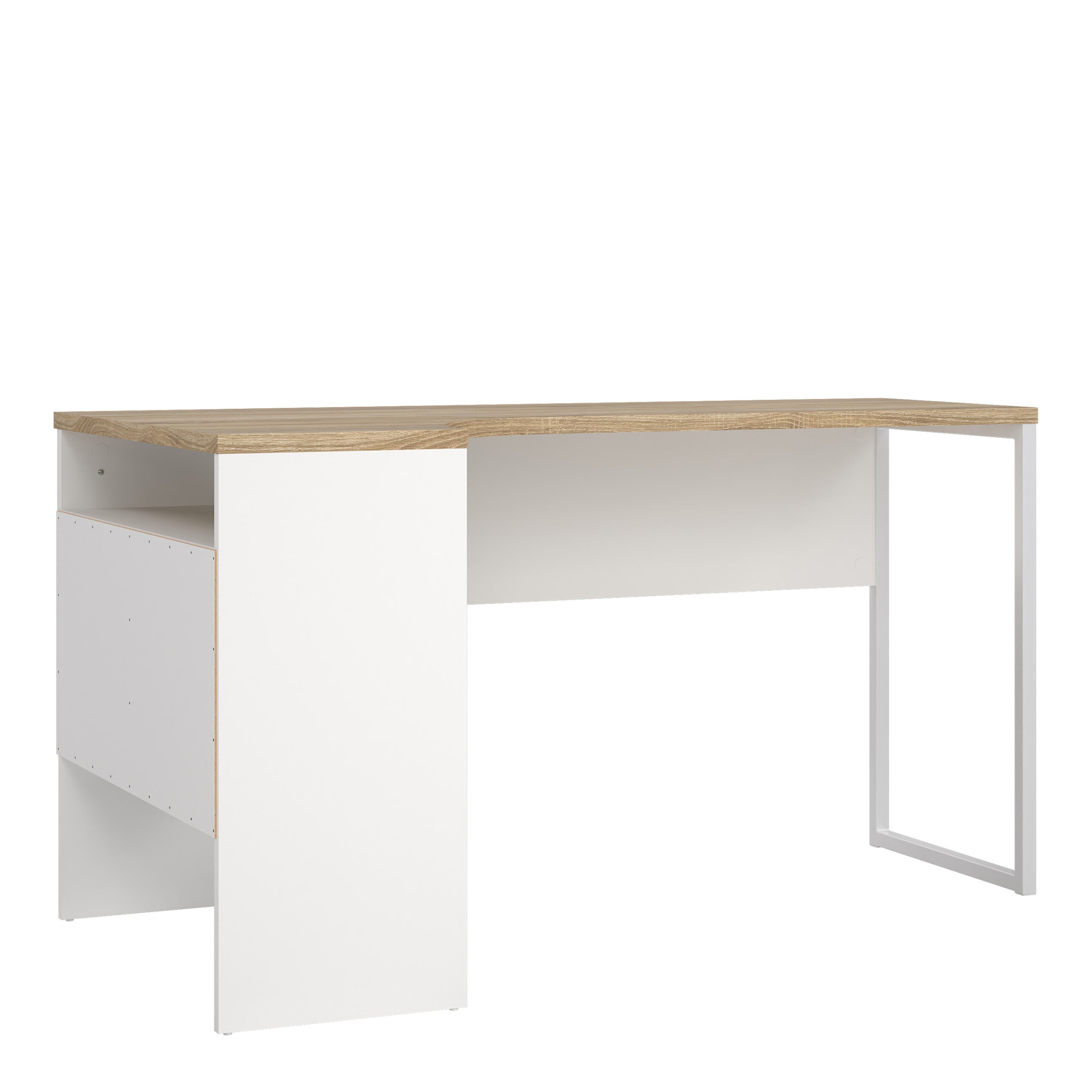Function plus corner desk 2 drawers in white and oak