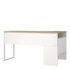 Function plus corner desk 2 drawers in white and oak