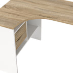 Function plus corner desk 2 drawers in white and oak
