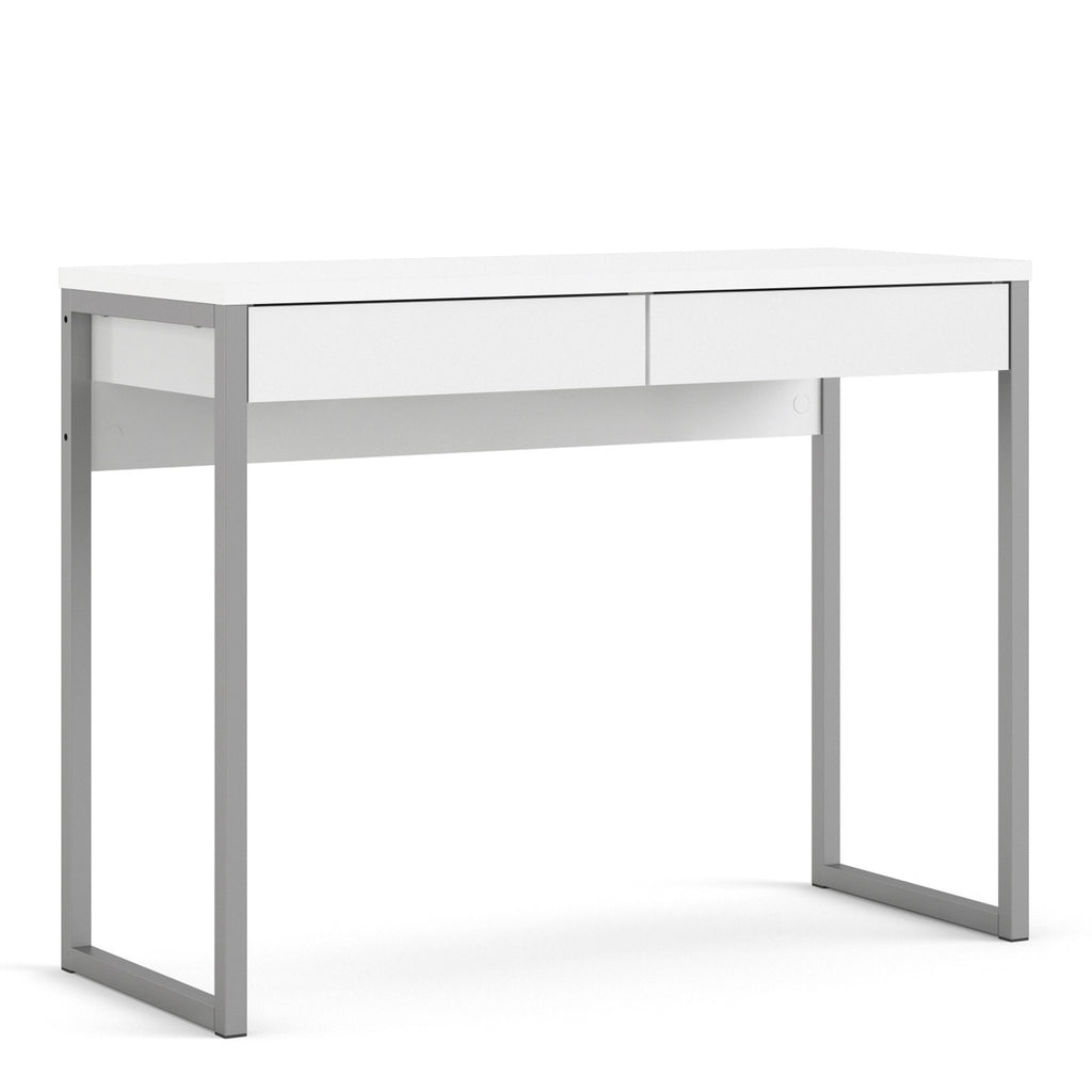 Function plus desk 2 drawers in white high gloss