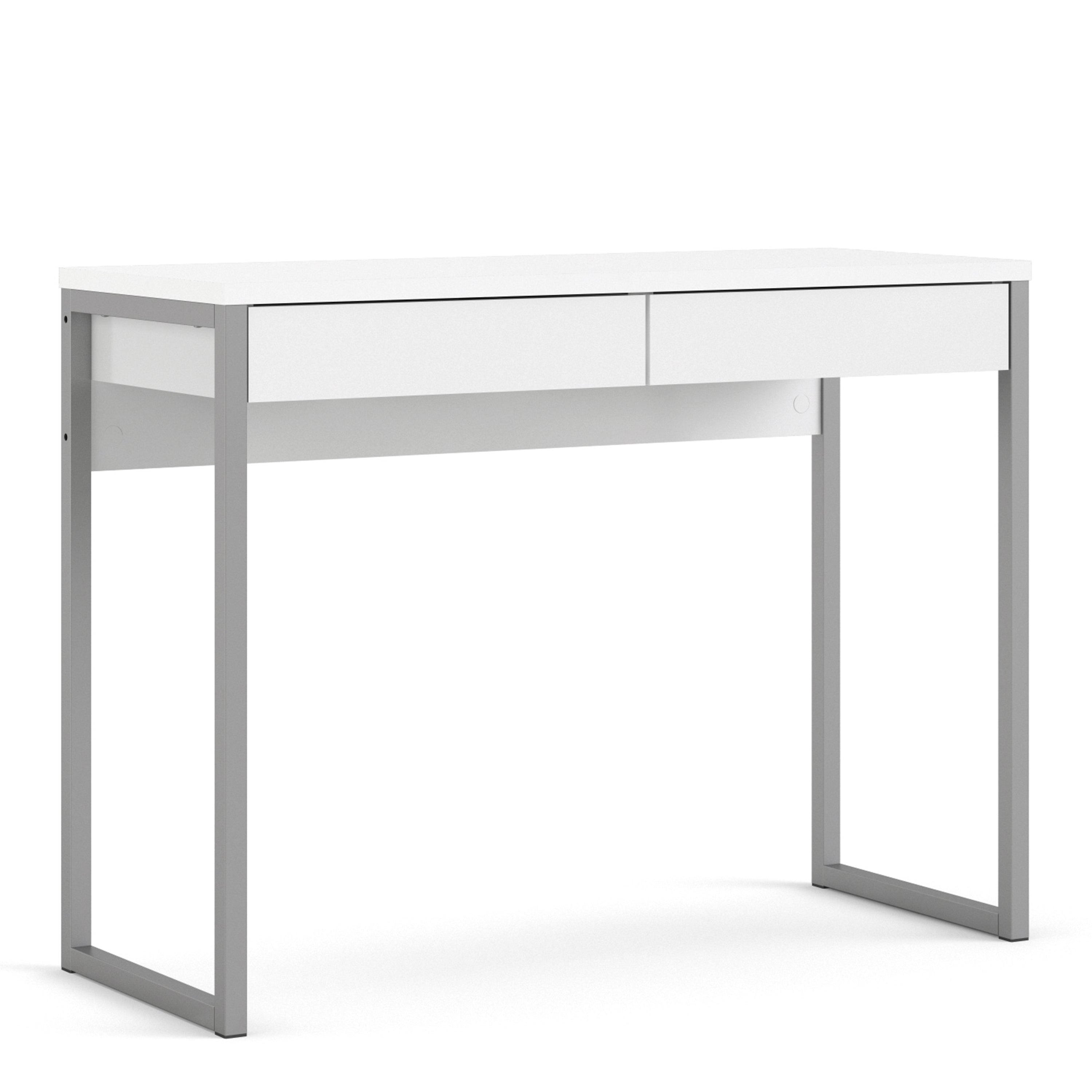 Function plus desk 2 drawers in white high gloss