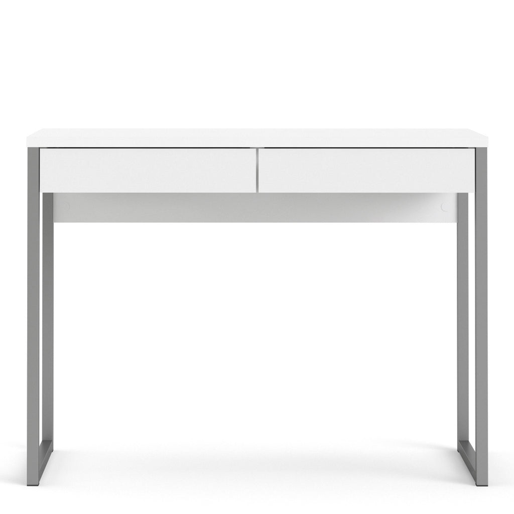 Function plus desk 2 drawers in white high gloss