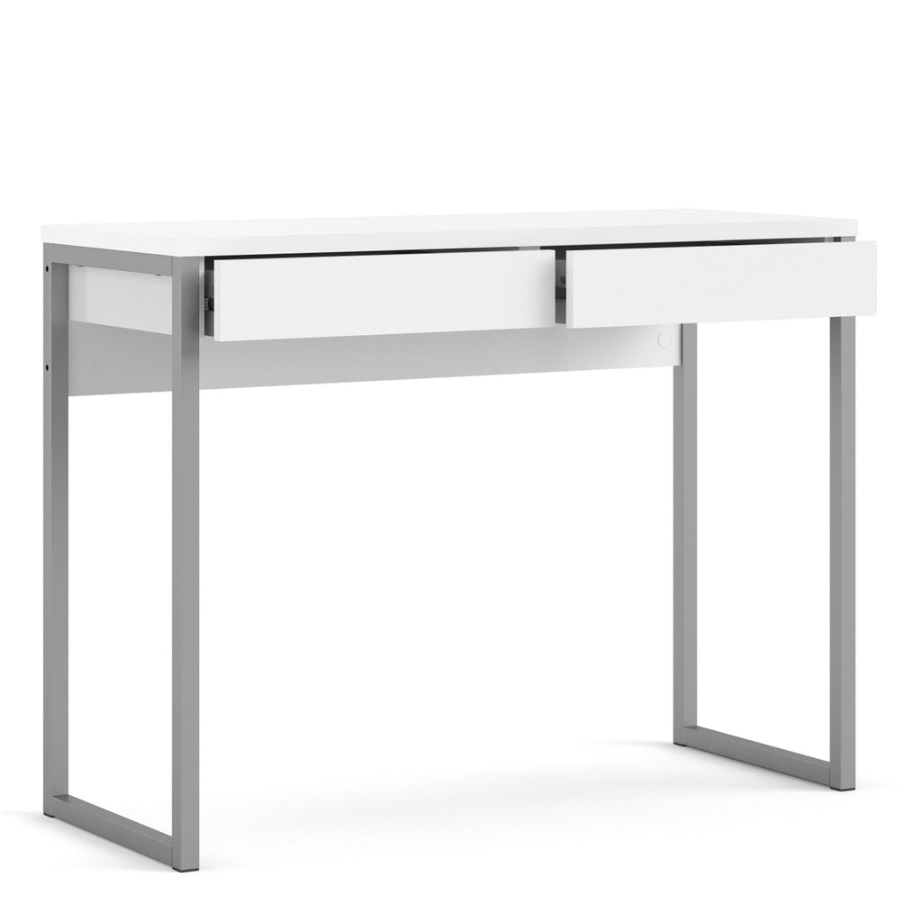 Function plus desk 2 drawers in white high gloss
