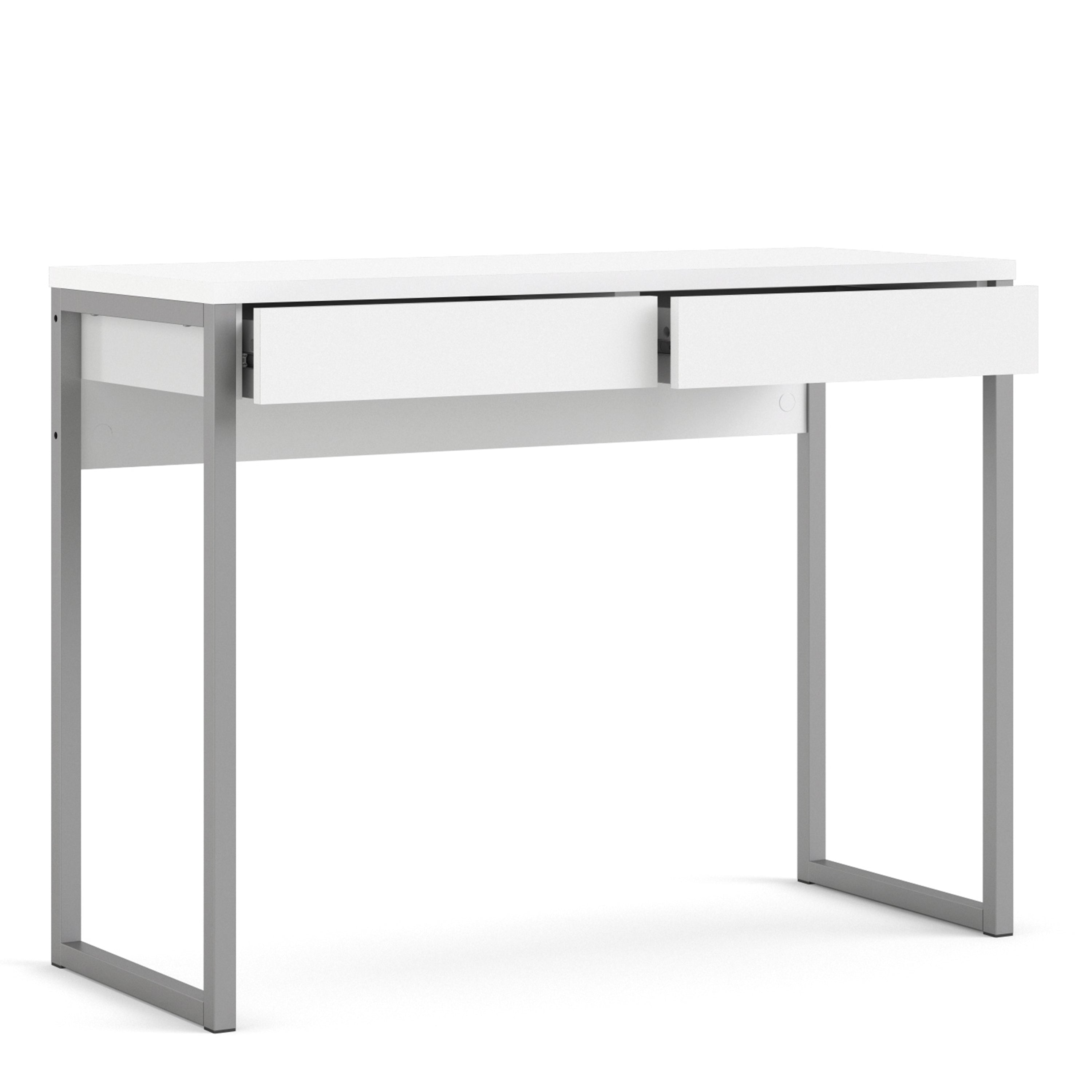 Function plus desk 2 drawers in white high gloss