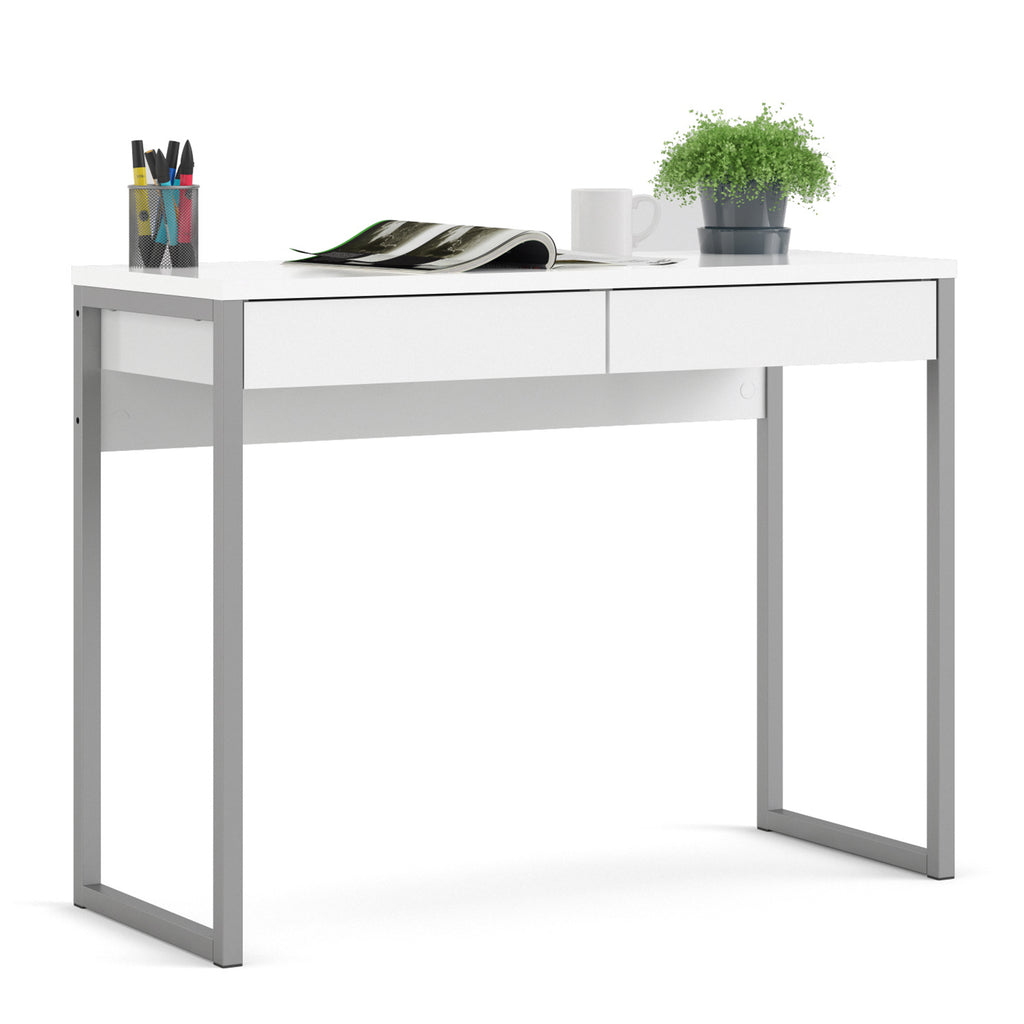 Function plus desk 2 drawers in white high gloss