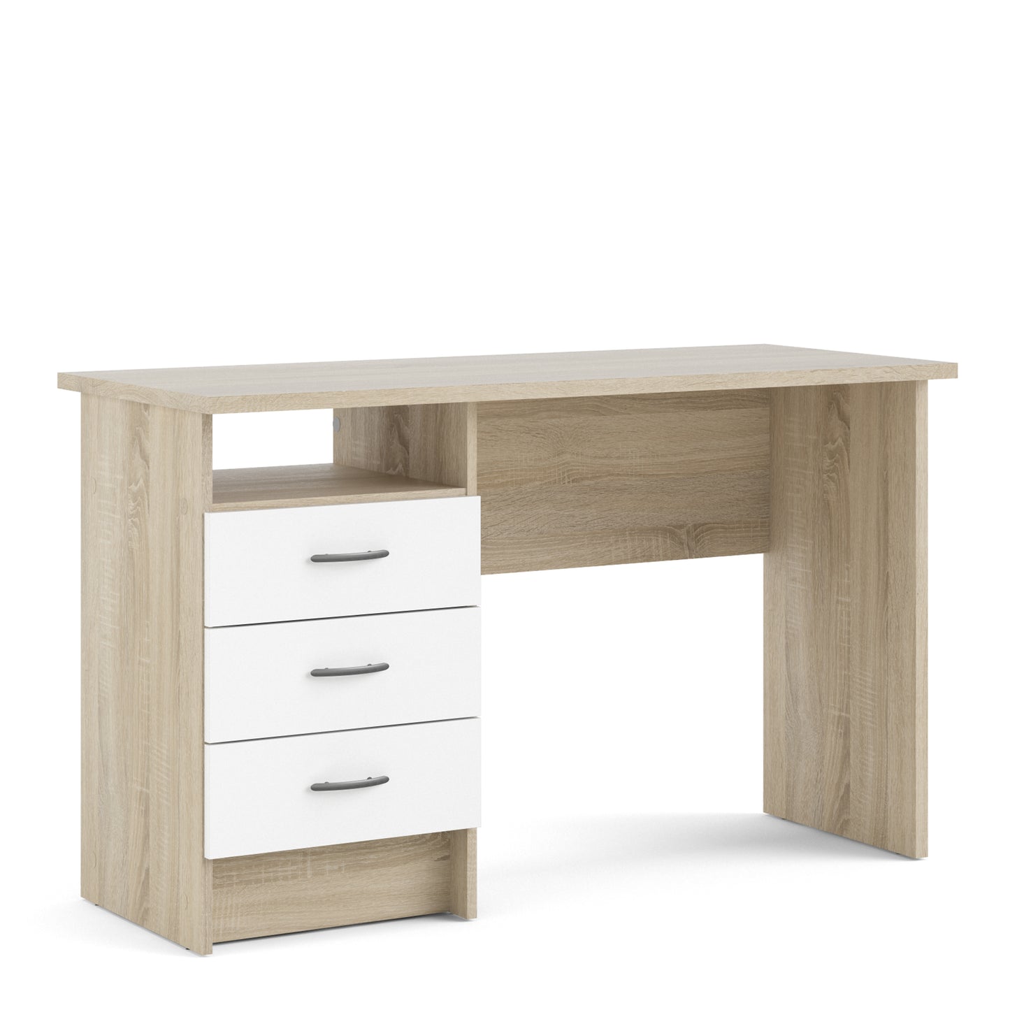 function plus oak desk 3 white drawers