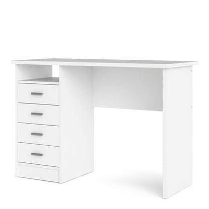 function plus 4 drawer desk in white